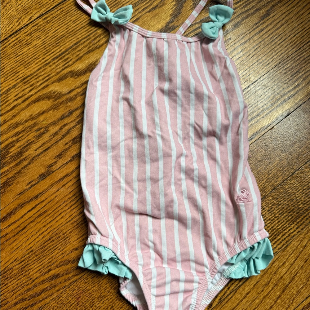 babycottons Pink and White Striped One-Piece Swim